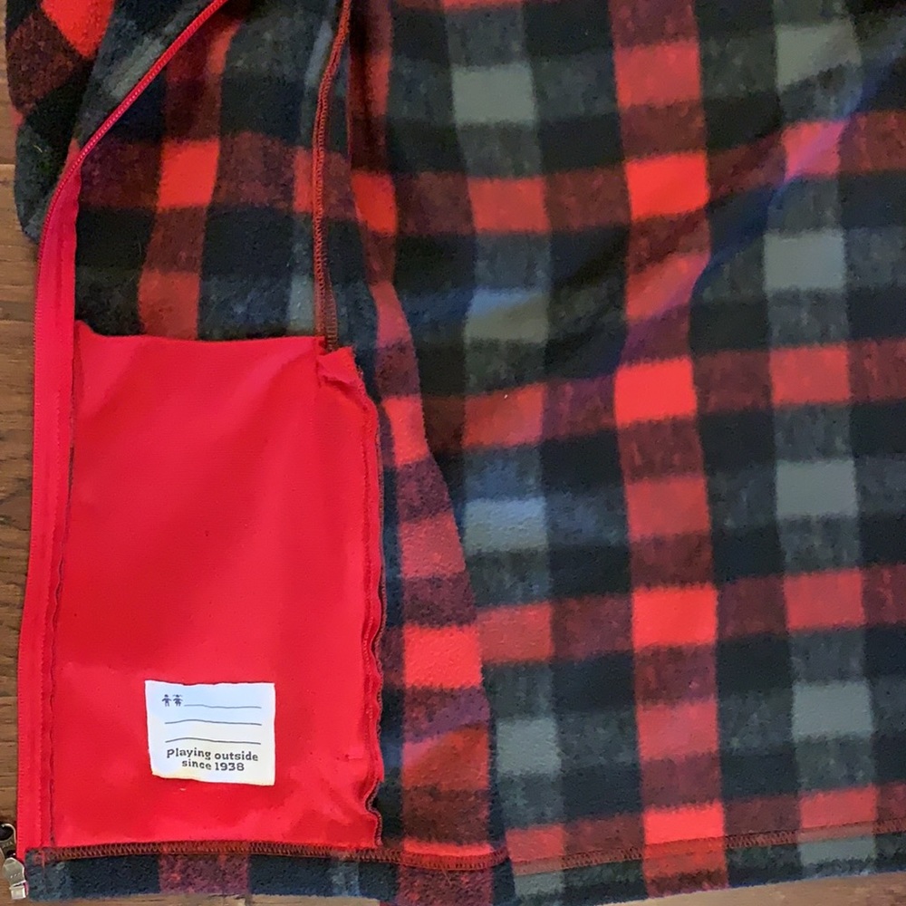 Children’s Red Plaid Columbia Fleece Zip Up Jacket - Picture 7 of 7